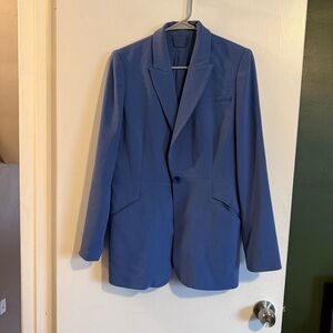 Elie Tahari blue single button long blazer size 10